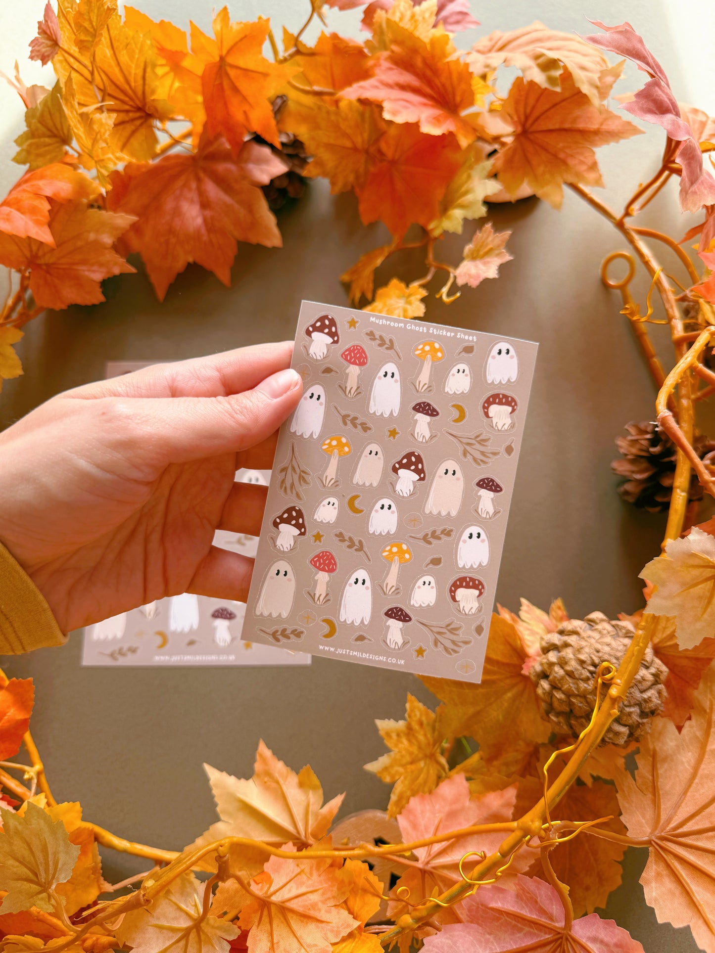 Mushroom Ghost Sticker Sheet - Tan