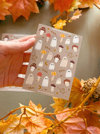 Mushroom Ghost Sticker Sheet - Tan