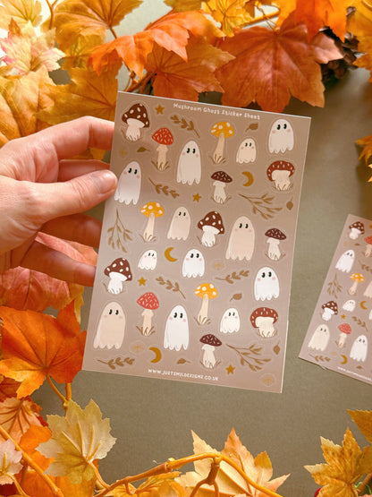 Mushroom Ghost Sticker Sheet - Tan