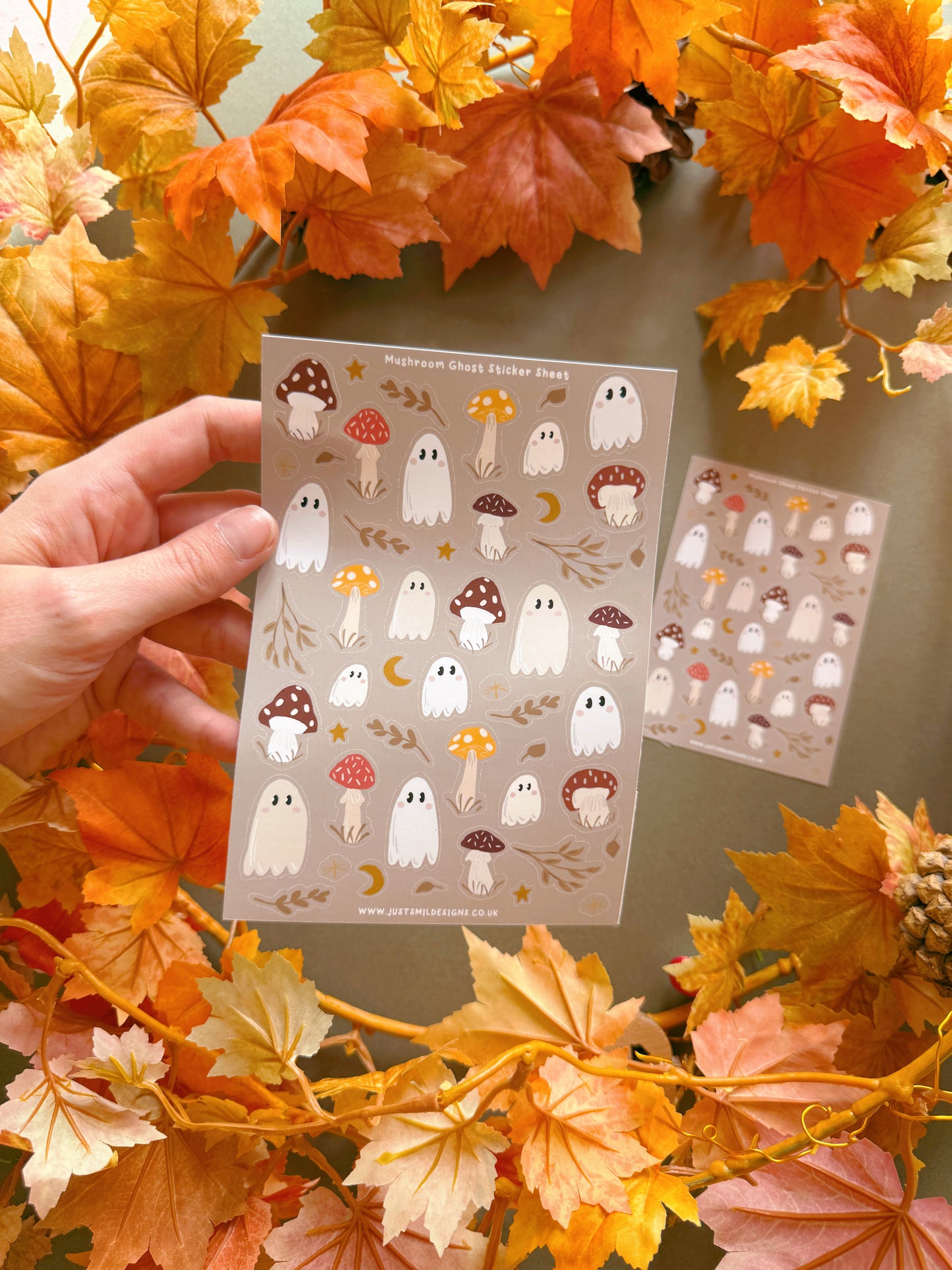 Mushroom Ghost Sticker Sheet - Tan