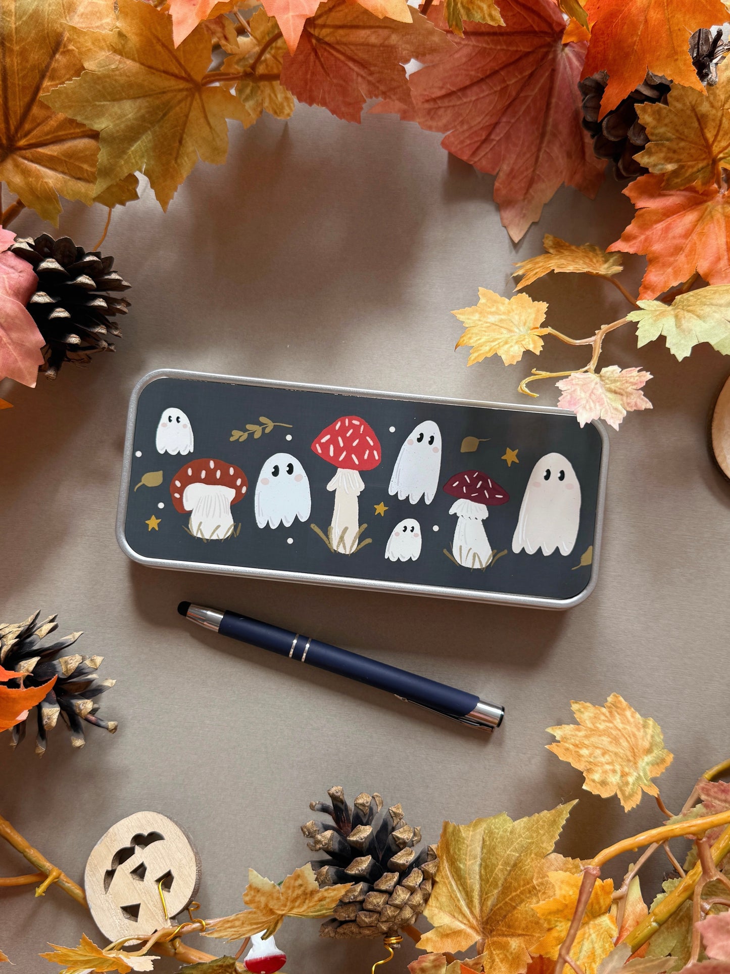 Mushroom ghost Pencil Case - Black