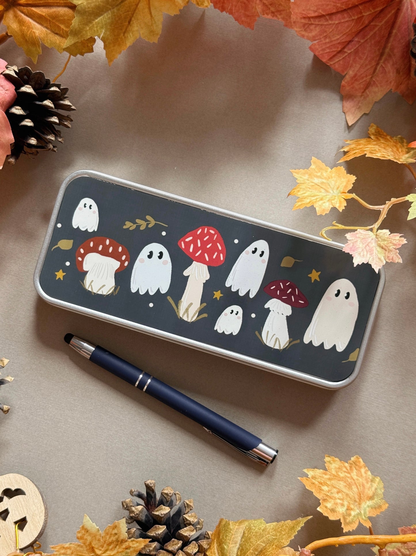 Mushroom ghost Pencil Case - Black