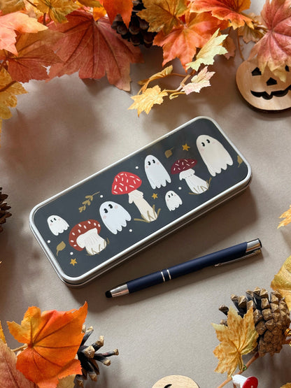Mushroom ghost Pencil Case - Black