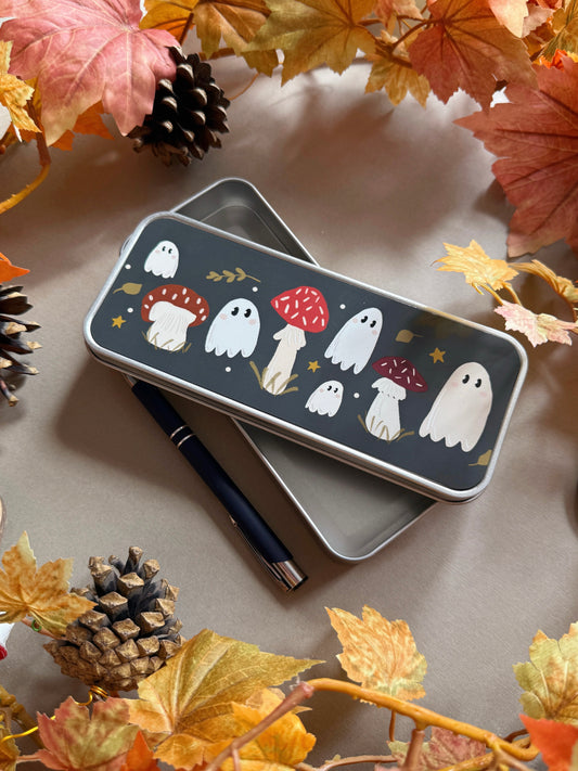 Mushroom ghost Pencil Case - Black