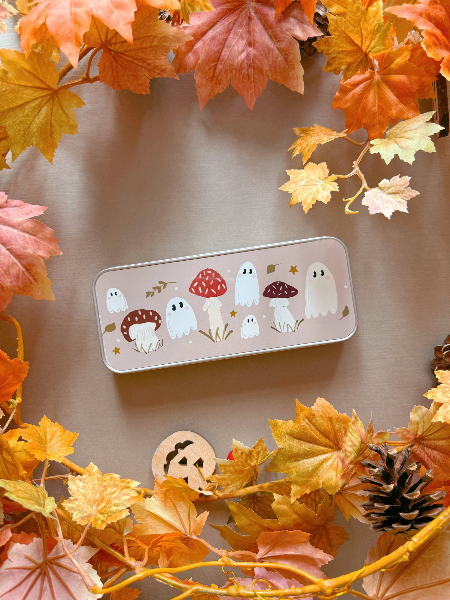 Mushroom ghost Pencil Case - Tan