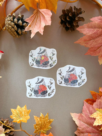 Pumpkin Badger Sticker - Holographic