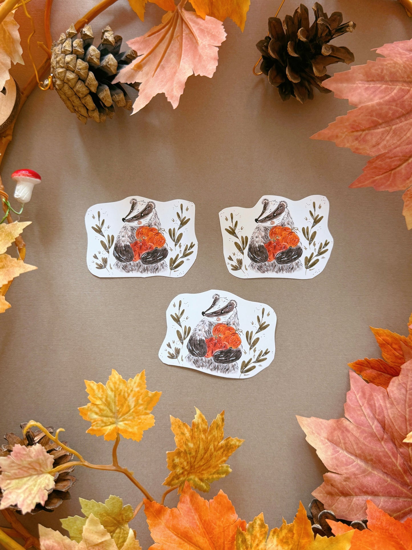 Pumpkin Badger Sticker