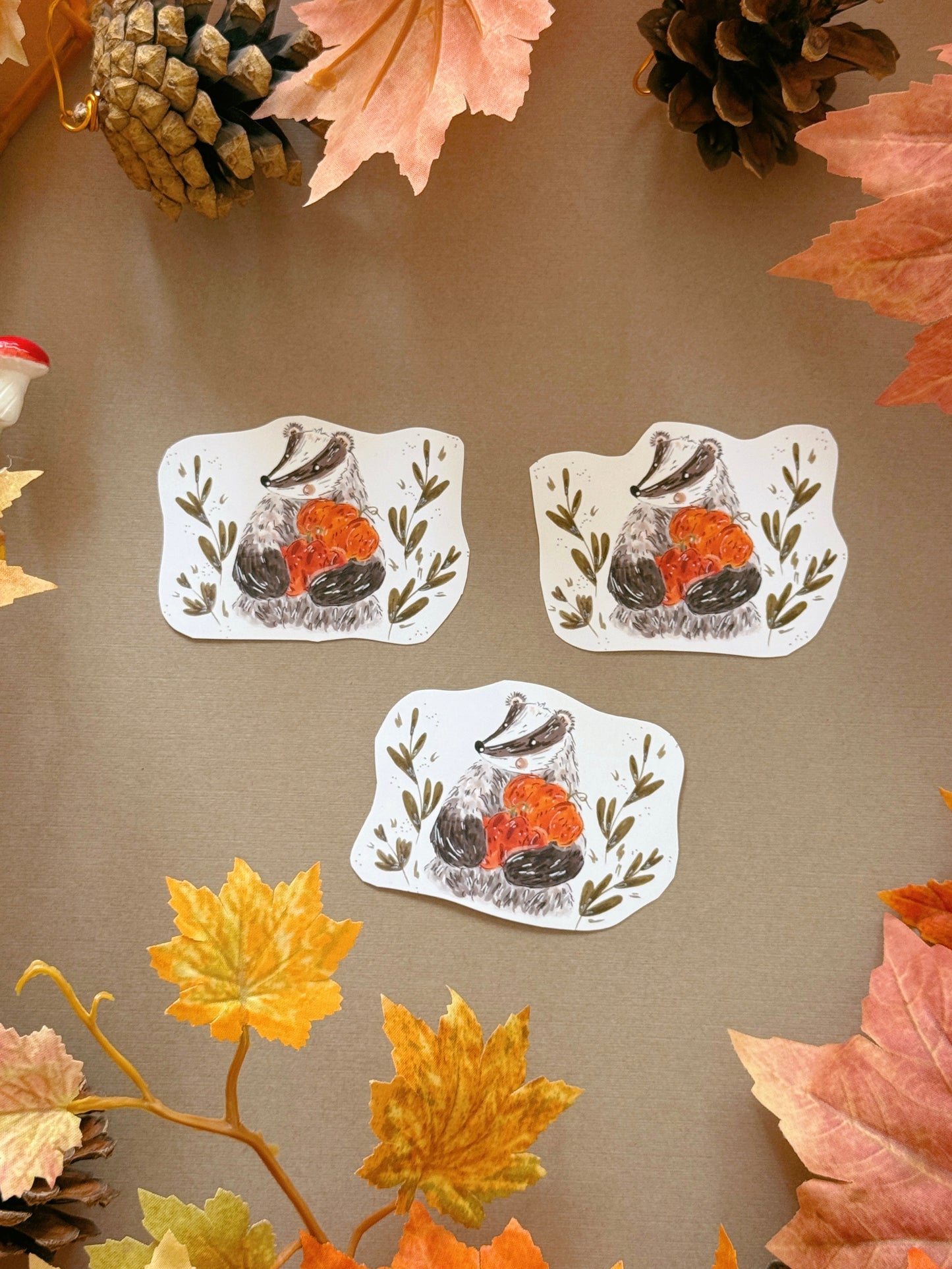 Pumpkin Badger Sticker