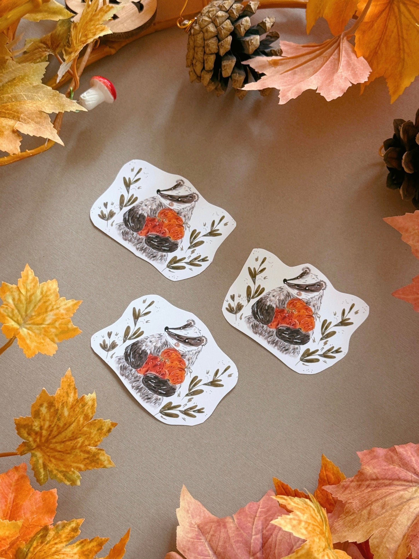 Pumpkin Badger Sticker