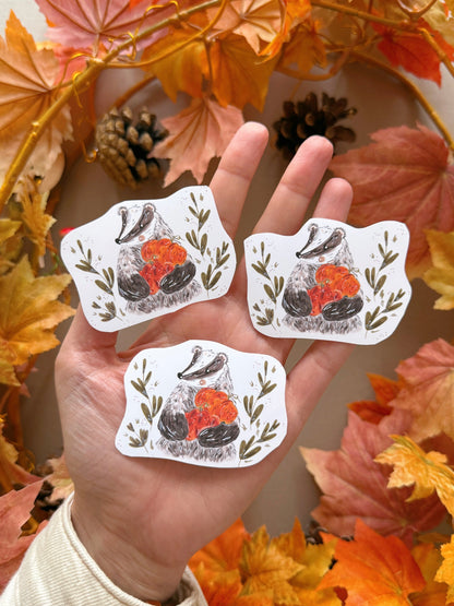 Pumpkin Badger Sticker