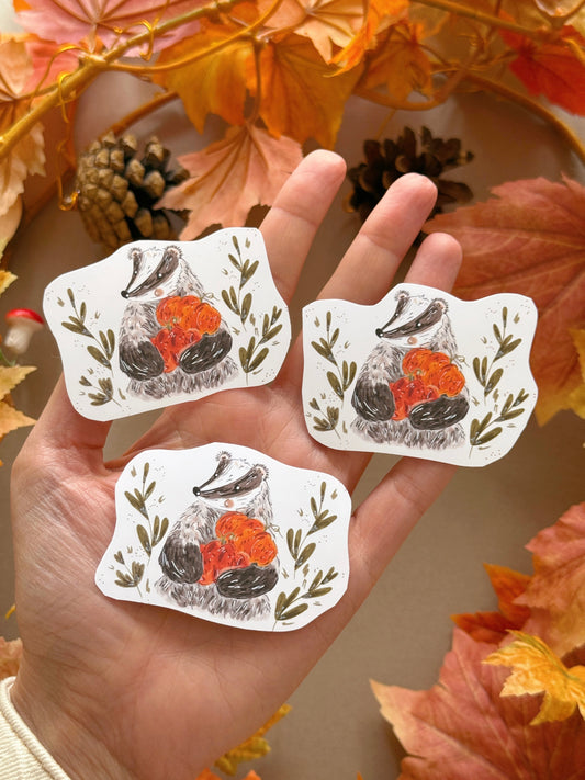 Pumpkin Badger Sticker