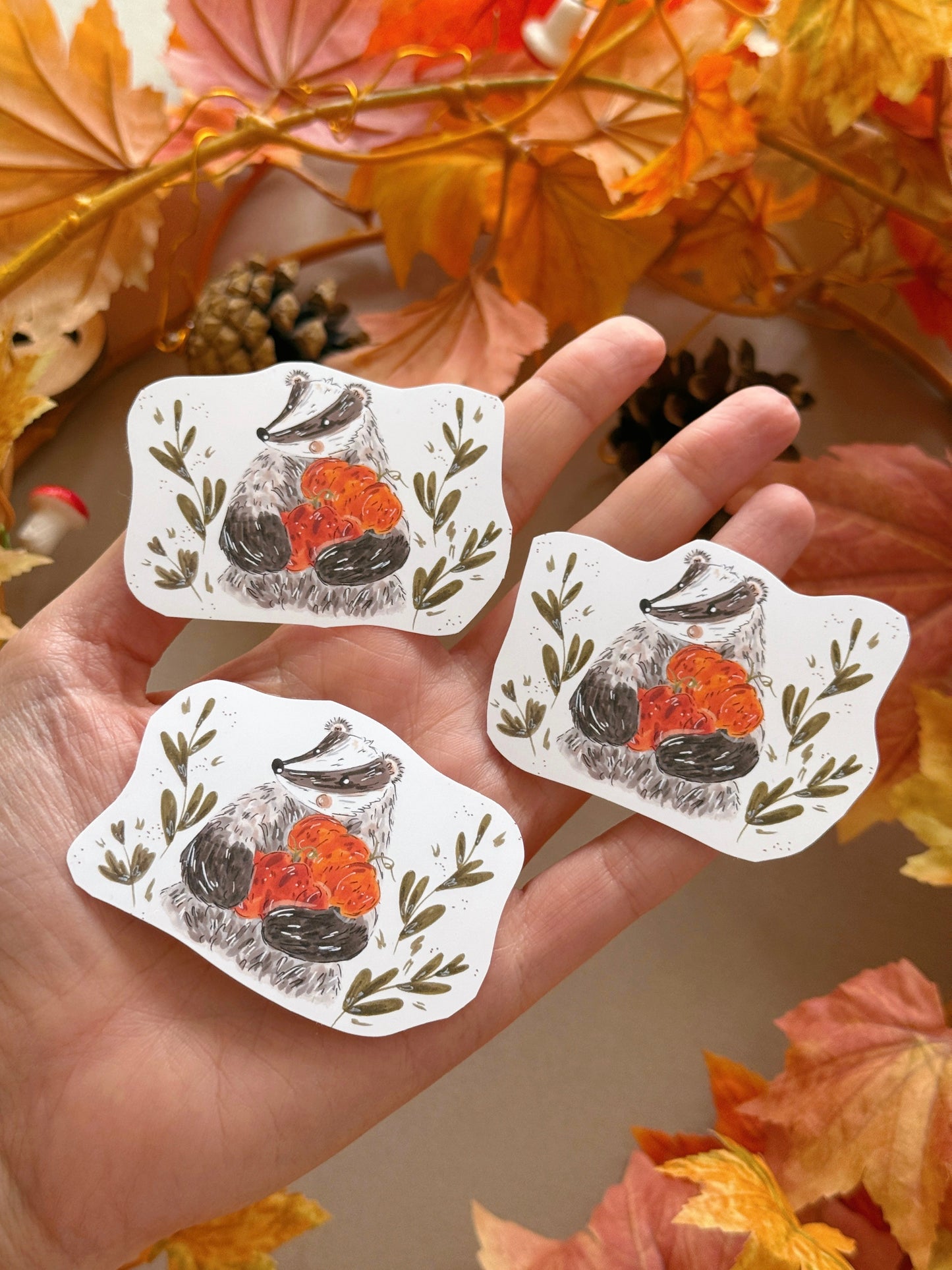 Pumpkin Badger Sticker