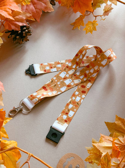 Pumpkin Ghost Lanyard - Golden
