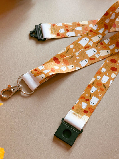 Pumpkin Ghost Lanyard - Golden