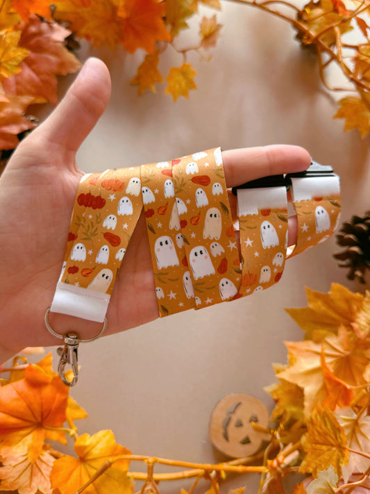 Pumpkin Ghost Lanyard - Golden