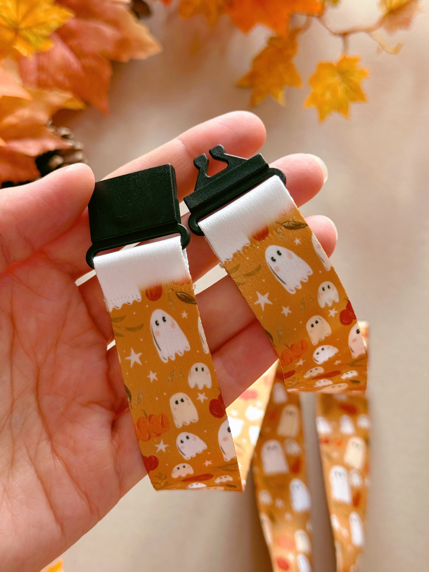 Pumpkin Ghost Lanyard - Golden