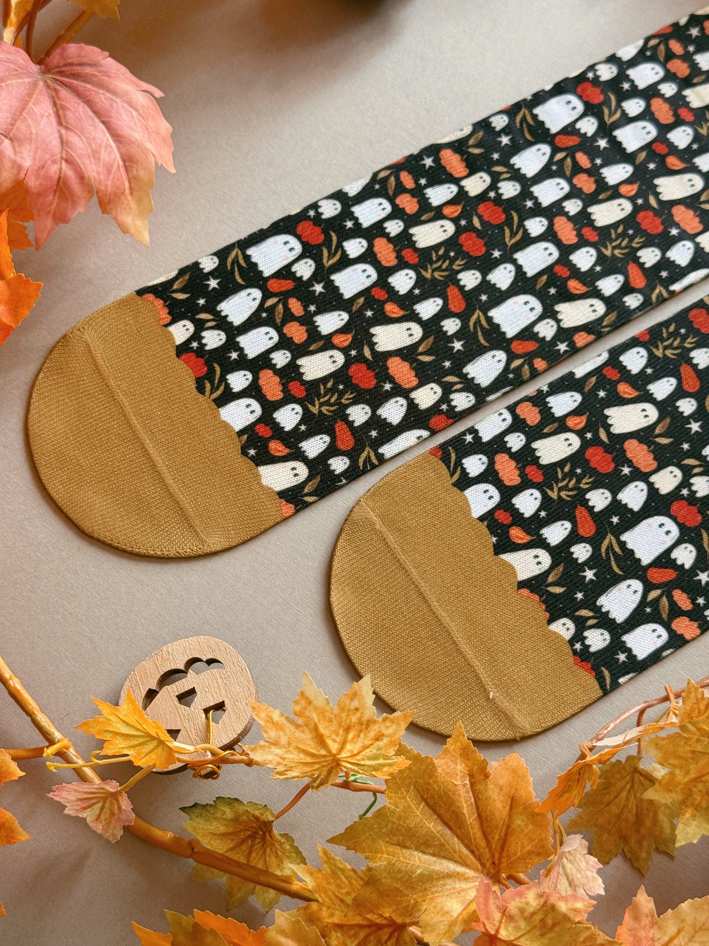 Pumpkin Ghost Sock - Black