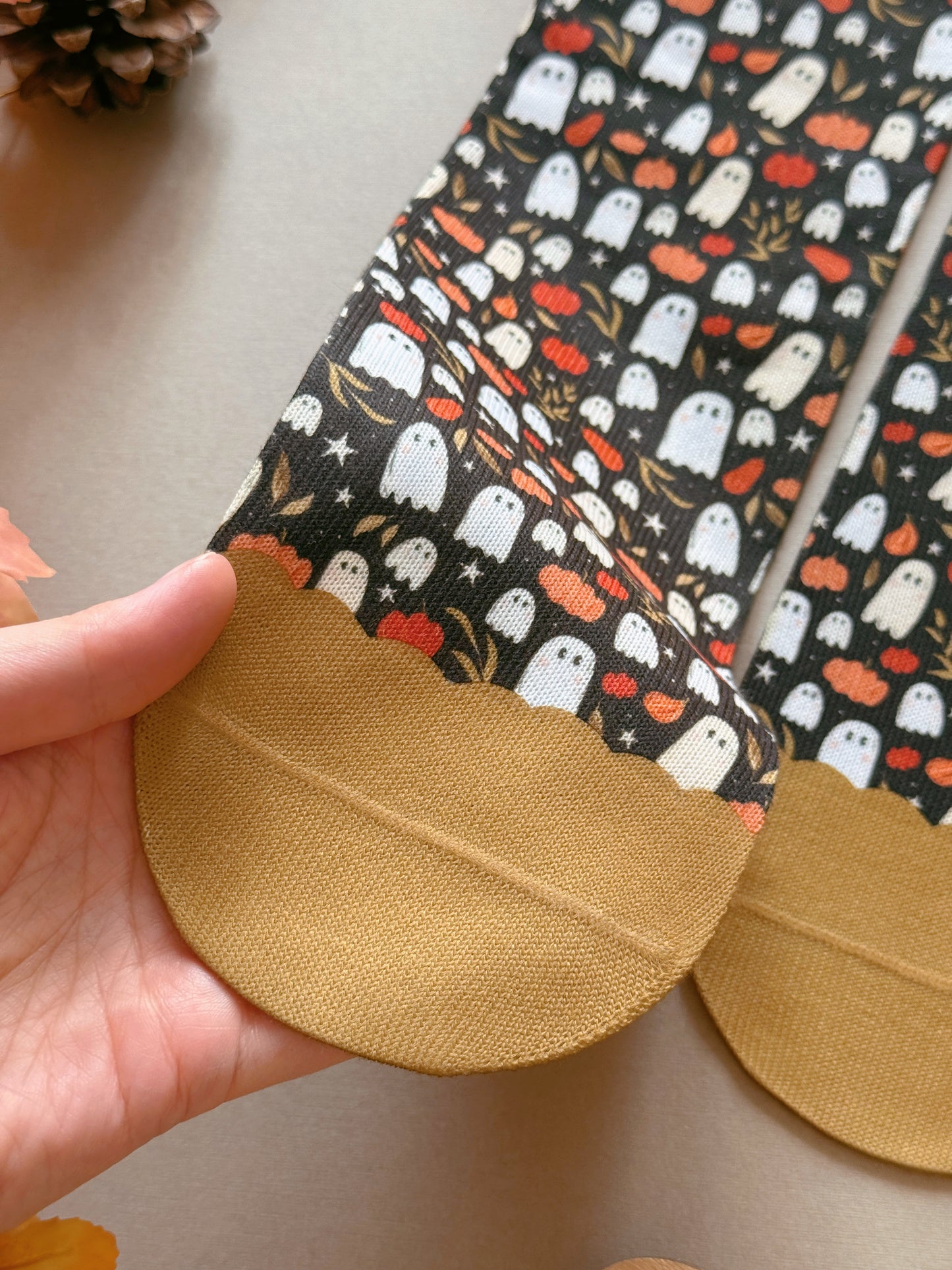Pumpkin Ghost Sock - Black