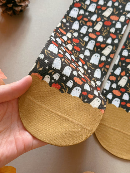 Pumpkin Ghost Sock - Black