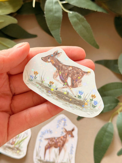 Spring Deer Sticker - Holographic