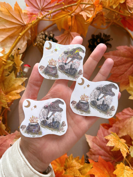 Witch Badger Sticker - Holographic