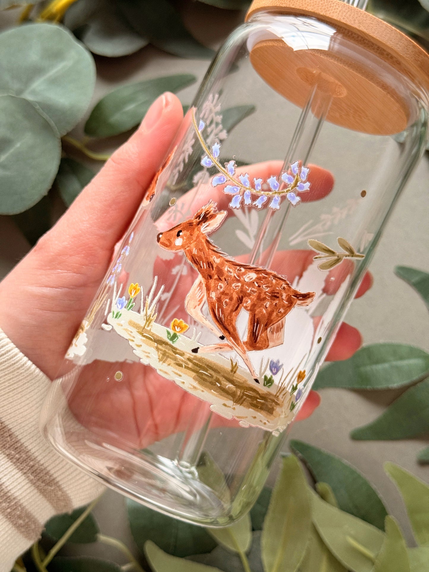 Spring Deer Glass Tumbler