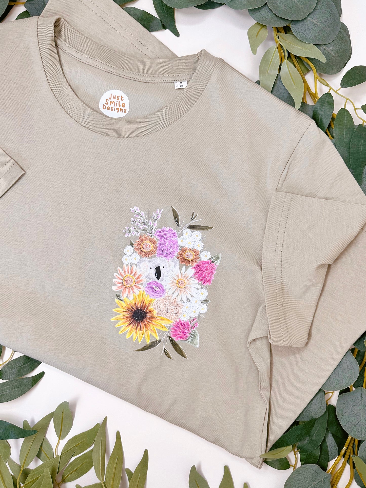 Floral Koala T-Shirt - Organic Cotton