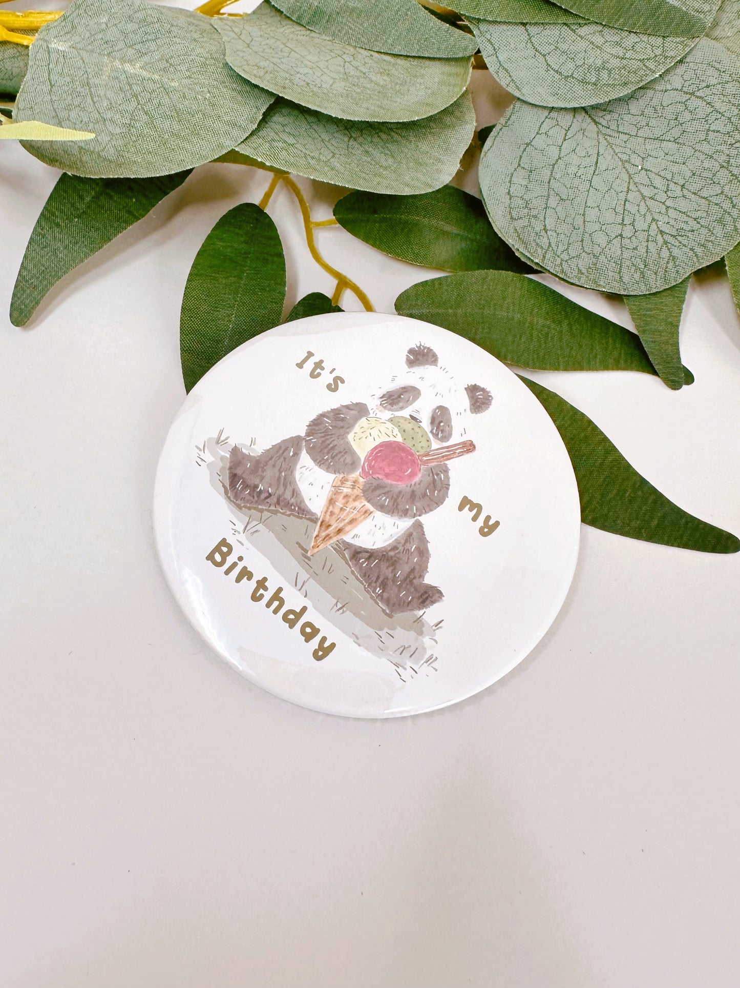 Panda Ice Cream Birthday Badge