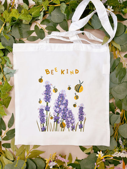 Bee Lavender Tote Bag