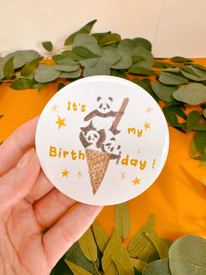 Panda Cone Birthday Badge