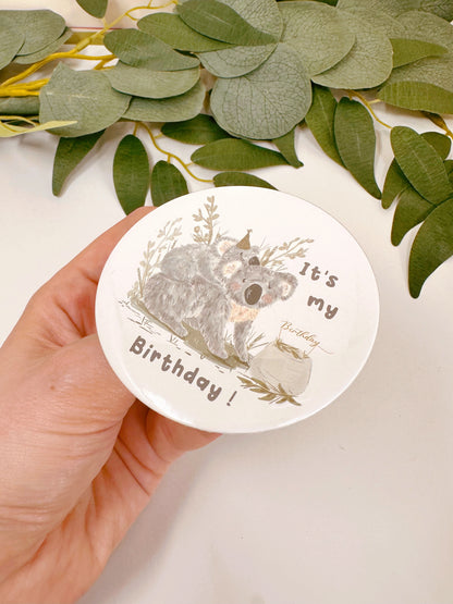 Koala Party Birthday Badge