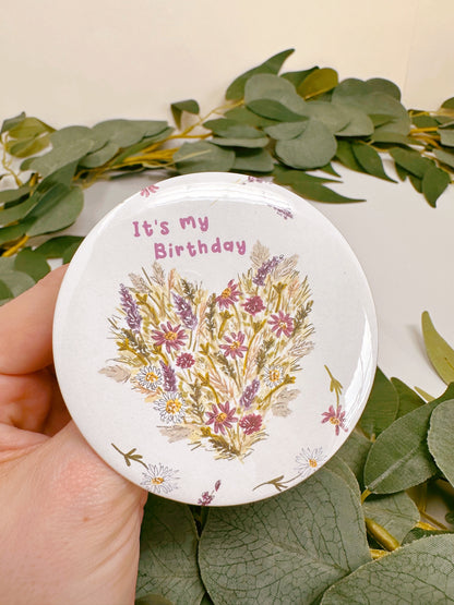 Floral Heart Birthday Badge