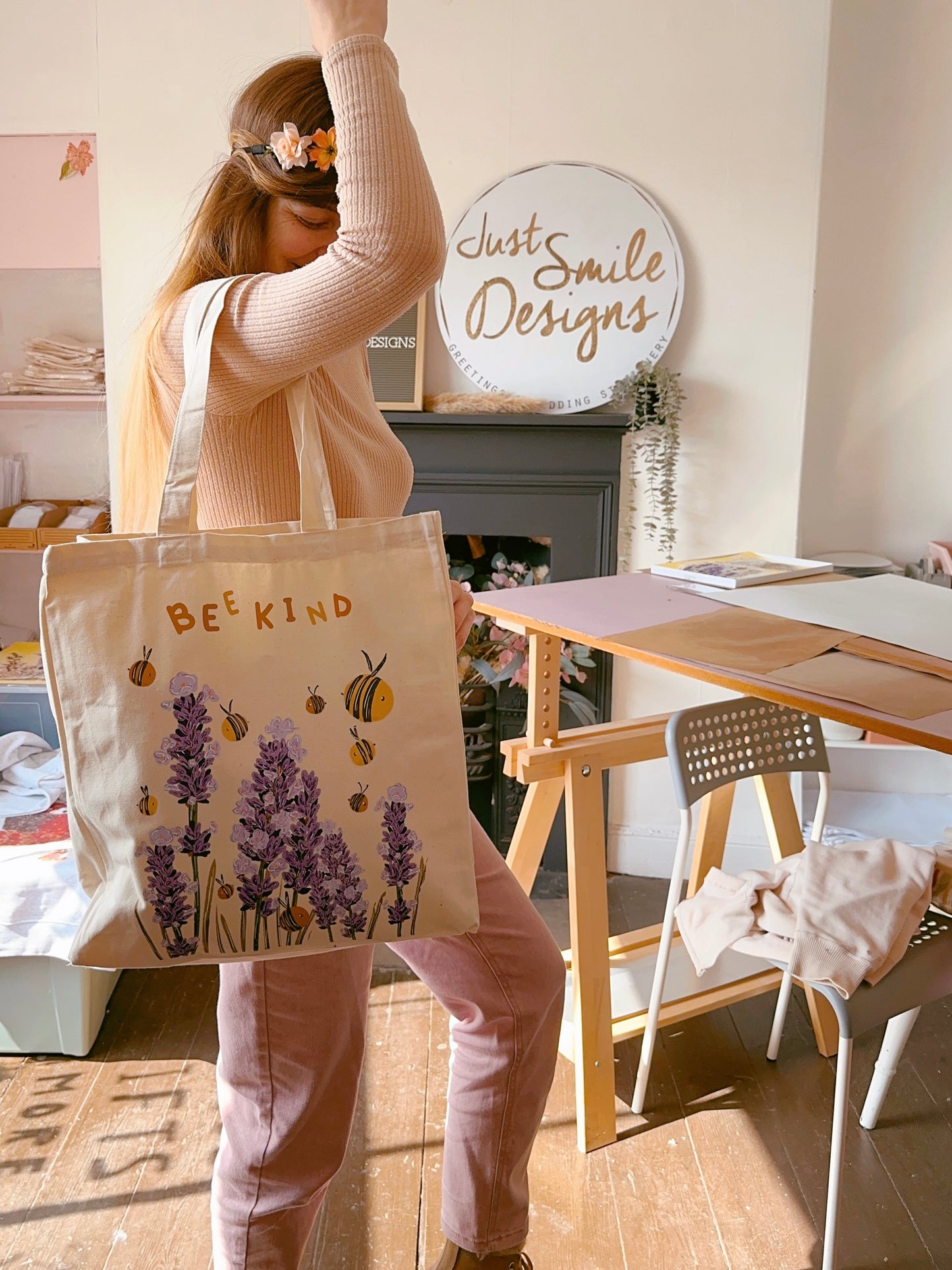 Bee Lavender Giant Tote Bag