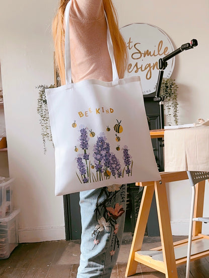 Bee Lavender Tote Bag