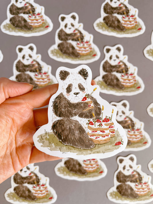 Panda Cake Vinyl Waterproof Sticker
