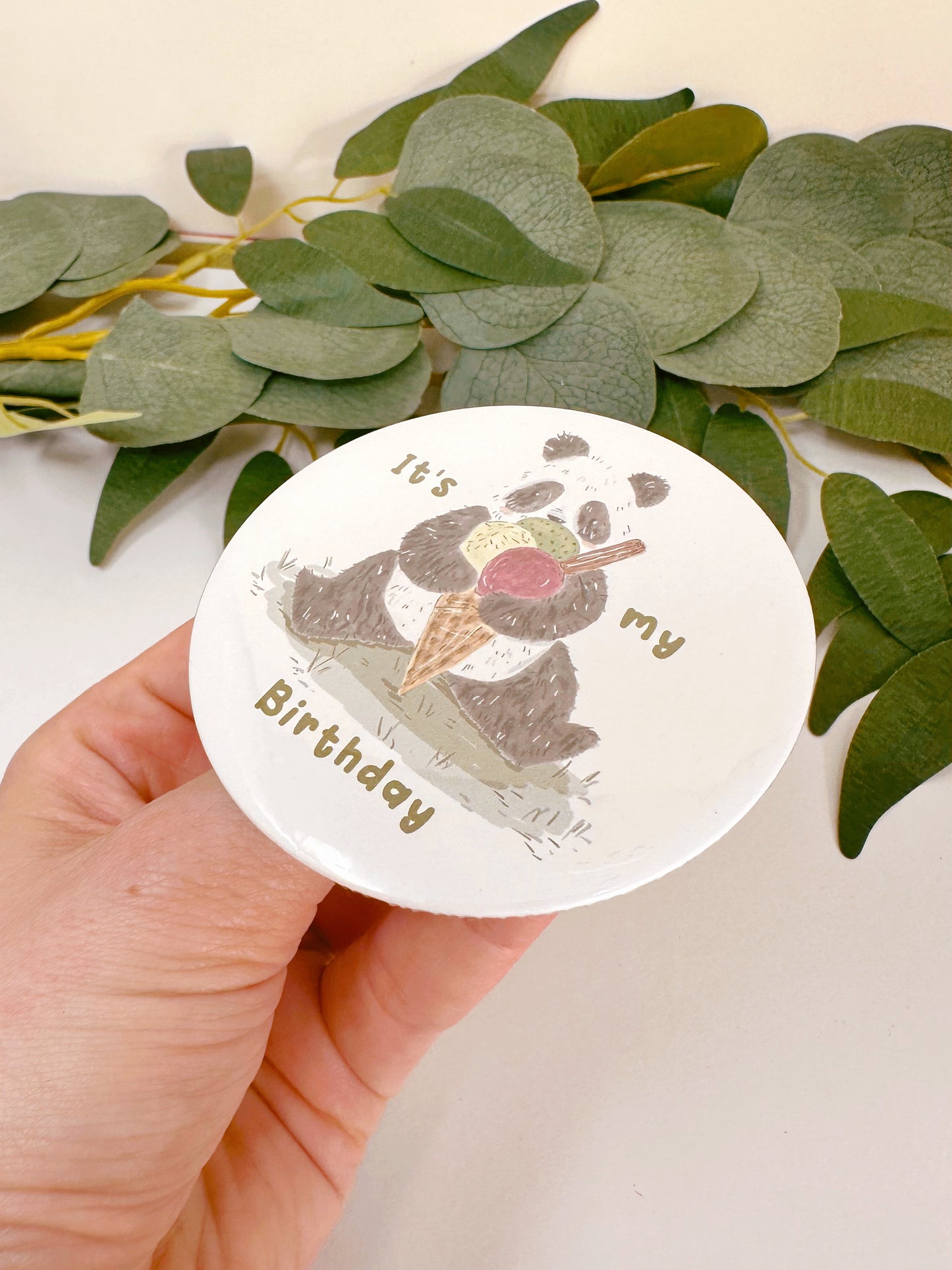 Panda Ice Cream Birthday Badge