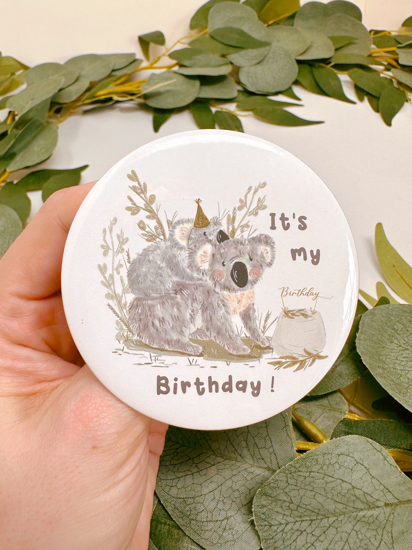 Koala Party Birthday Badge