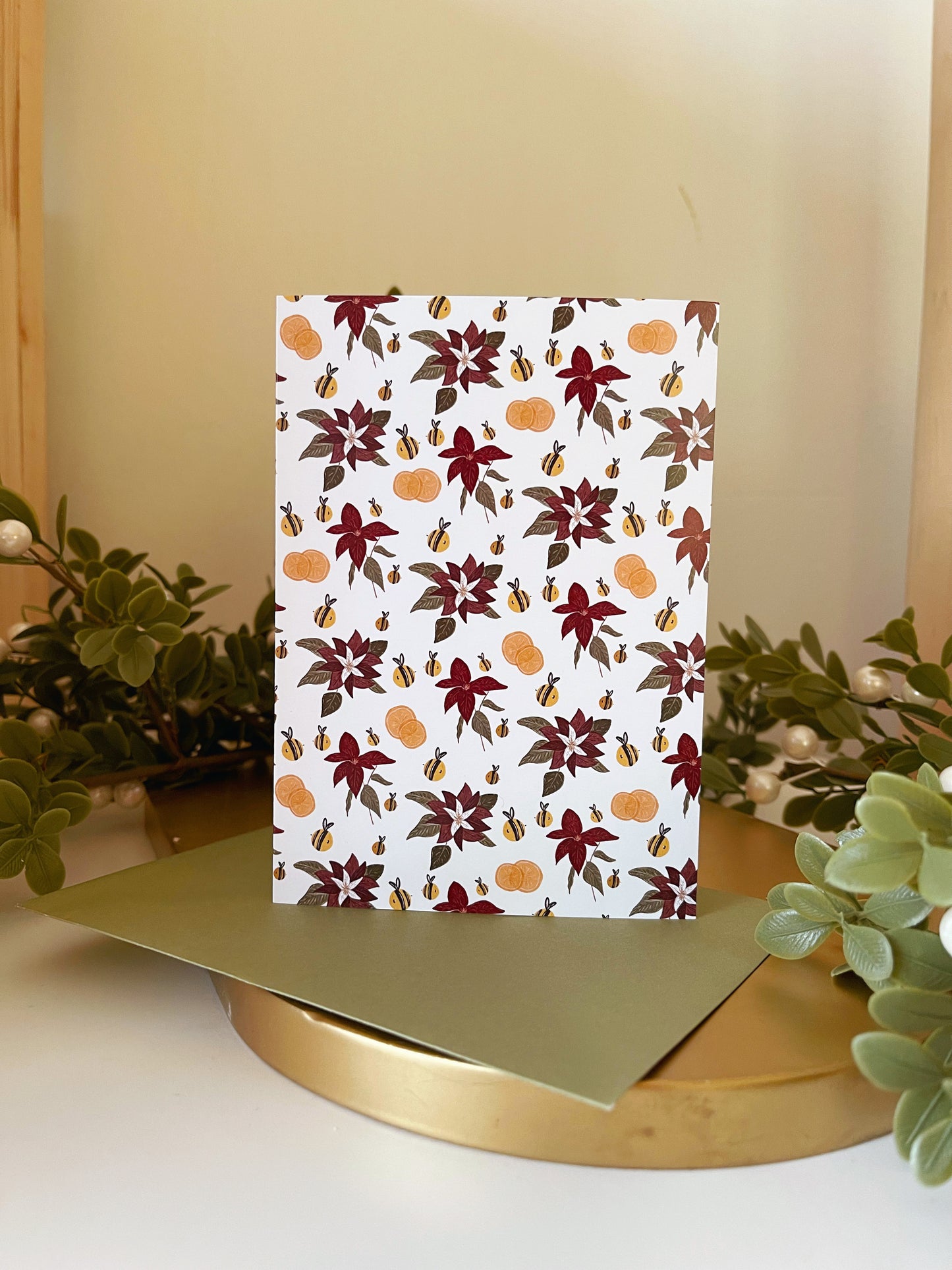 Card Pack - Bee Poinsettia Christmas