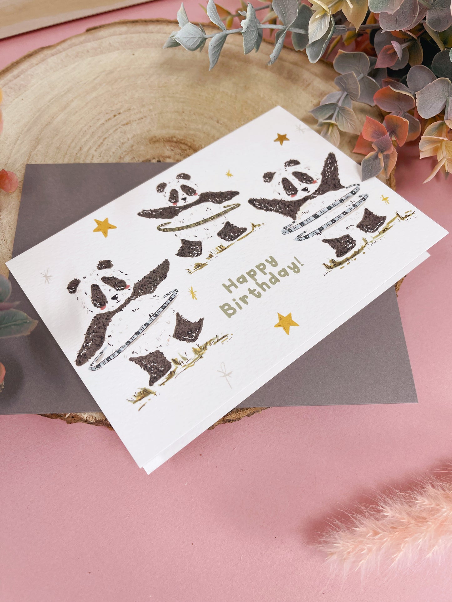 Hula Hoop Panda Birthday Card
