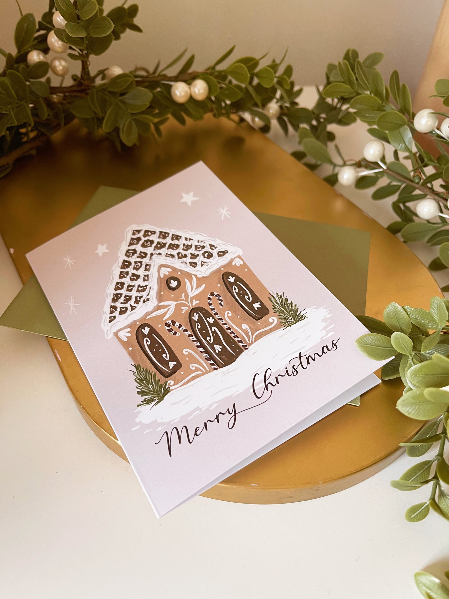 Candy Candy Gingerbread House Christmas Card