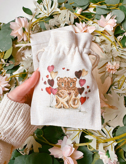Bear Hearts Drawstring Bag