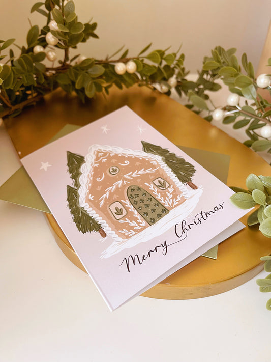 Tree Gingerbread House Christmas Card
