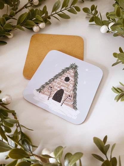 Gingerbread Triangle House Coaster