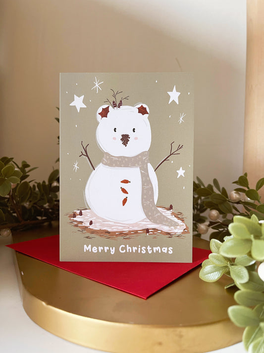 Bear Snowman Christmas Card