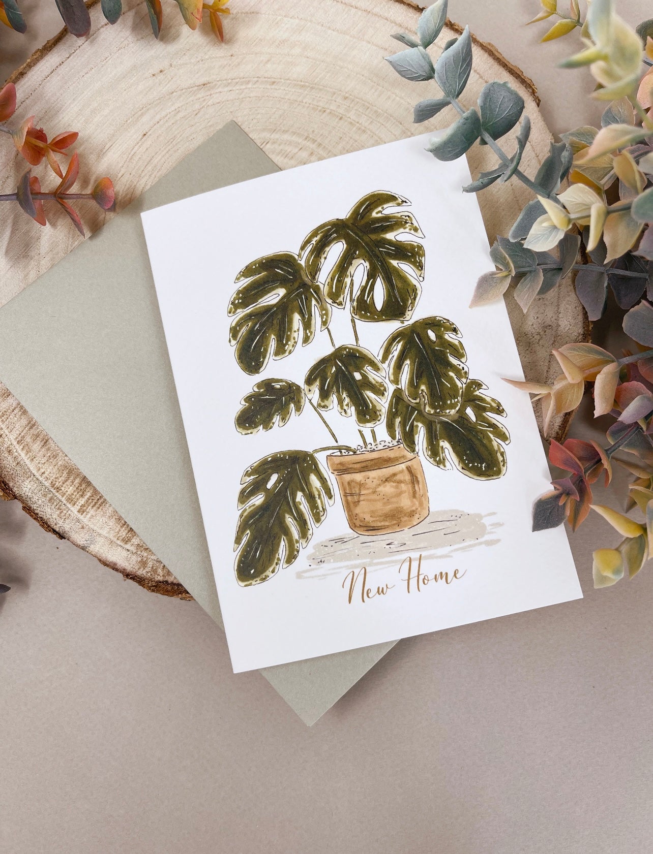 Monstera Plant New Home Card