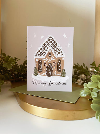 Candy Candy Gingerbread House Christmas Card