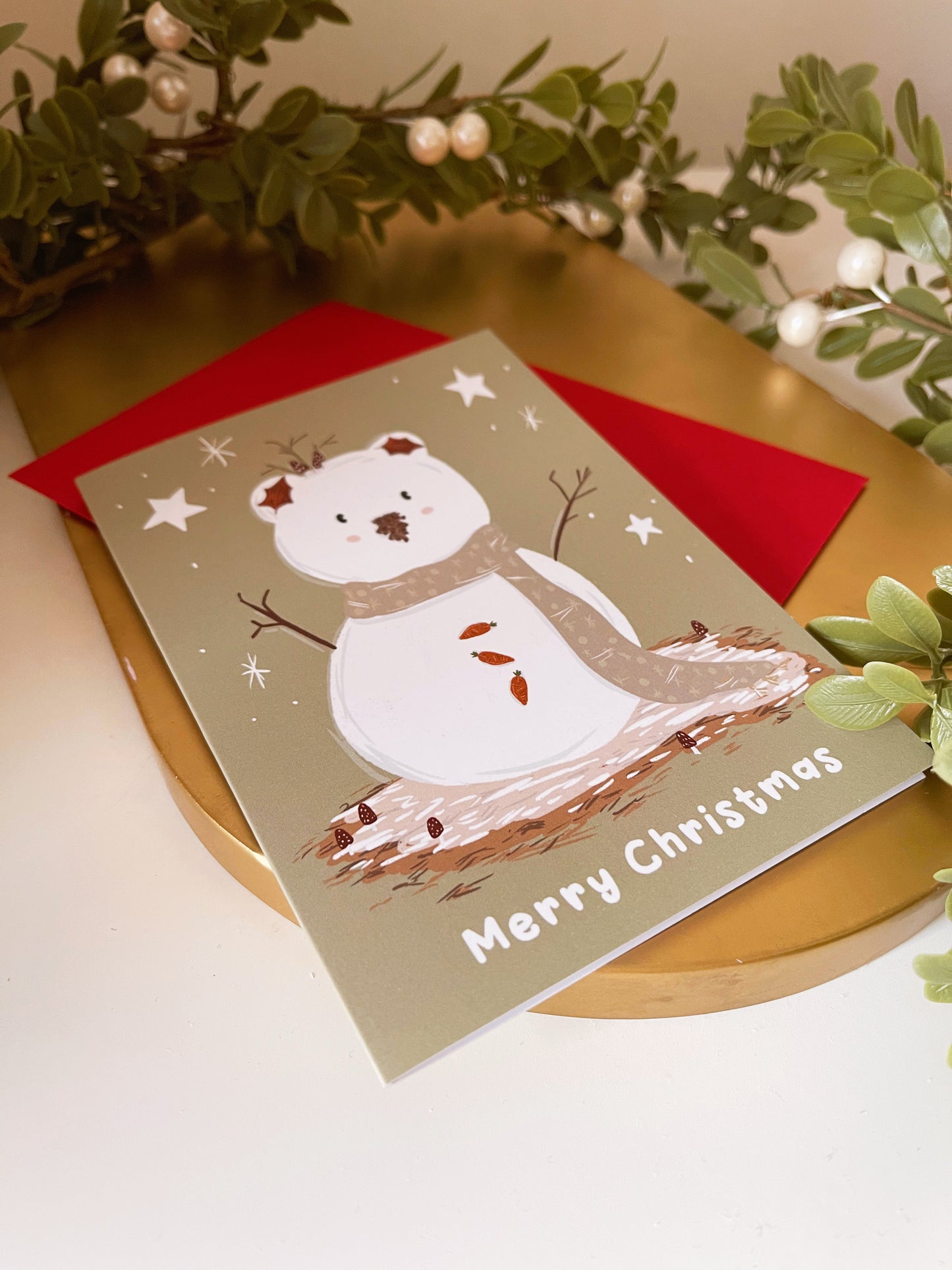 Bear Snowman Christmas Card