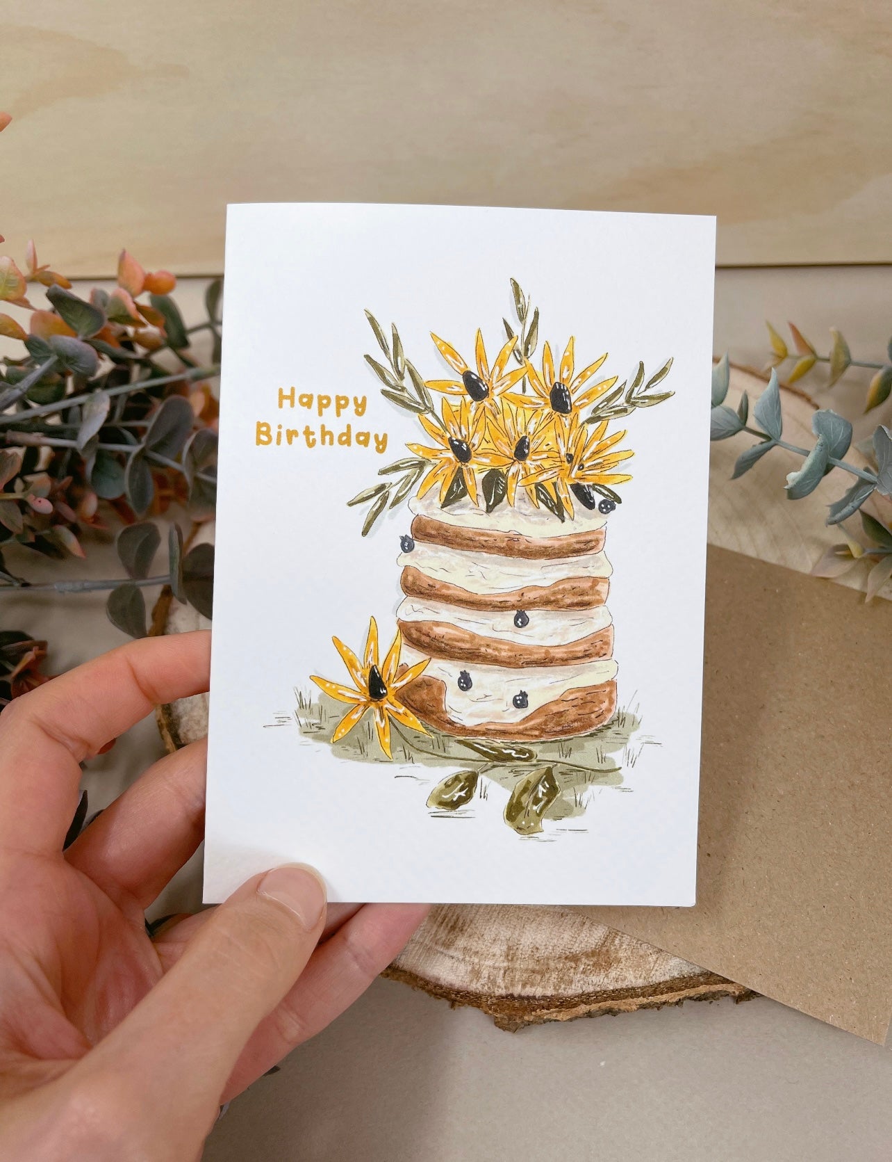 Sunflower Cake Birthday Card