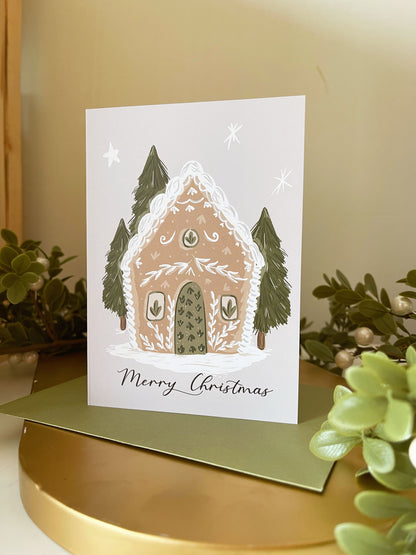 Tree Gingerbread House Christmas Card