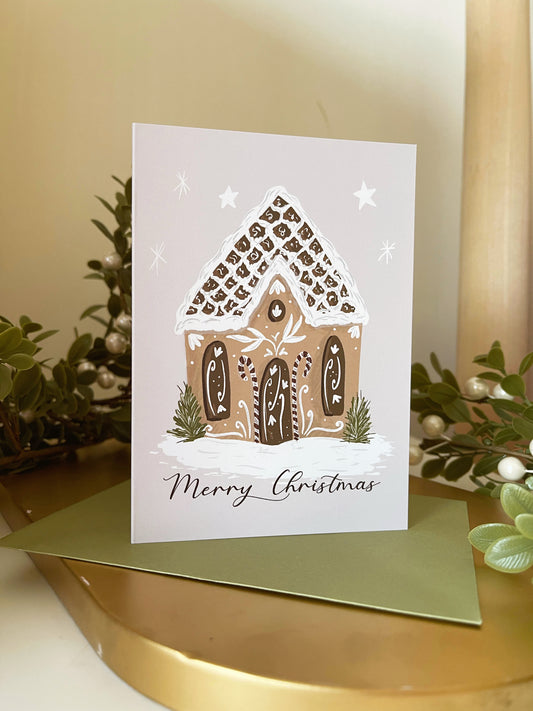 Candy Candy Gingerbread House Christmas Card